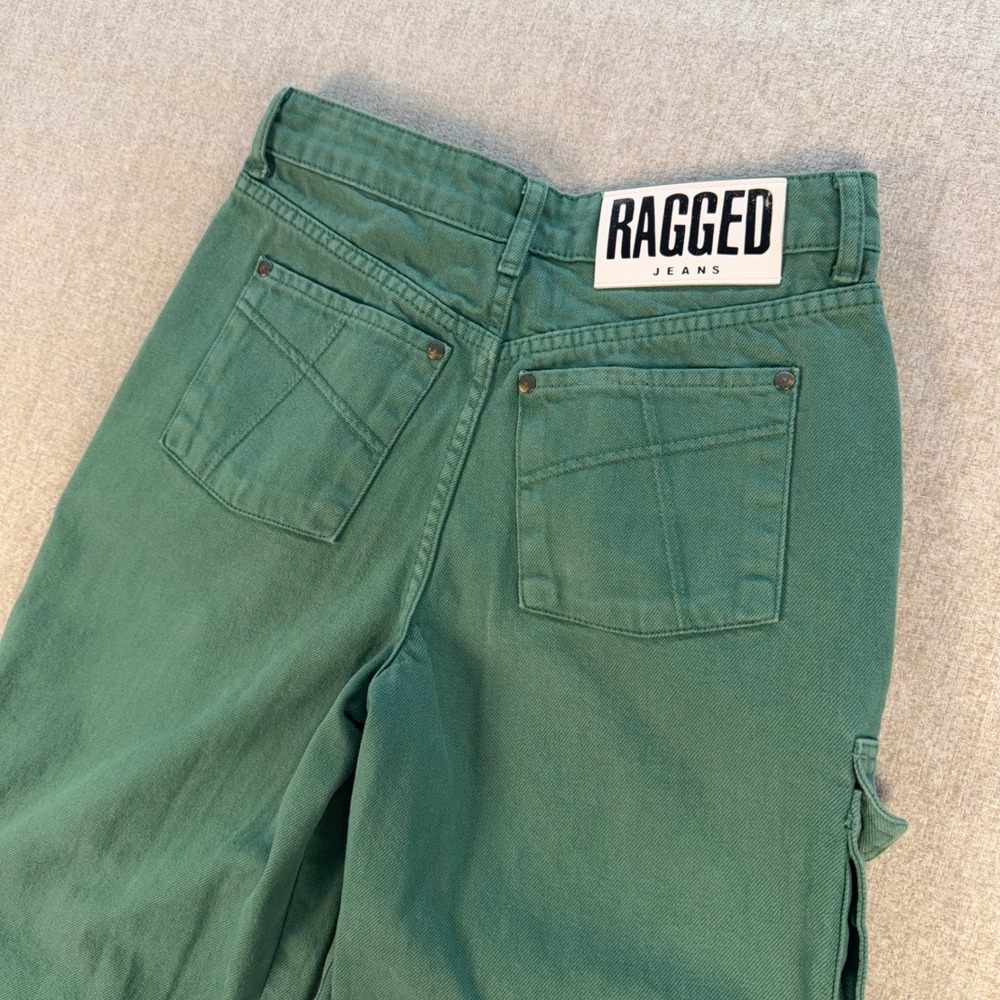 Ragged Jeans Cargo Pants Womens 29 Green Straight Leg Utility RJHS224001DN